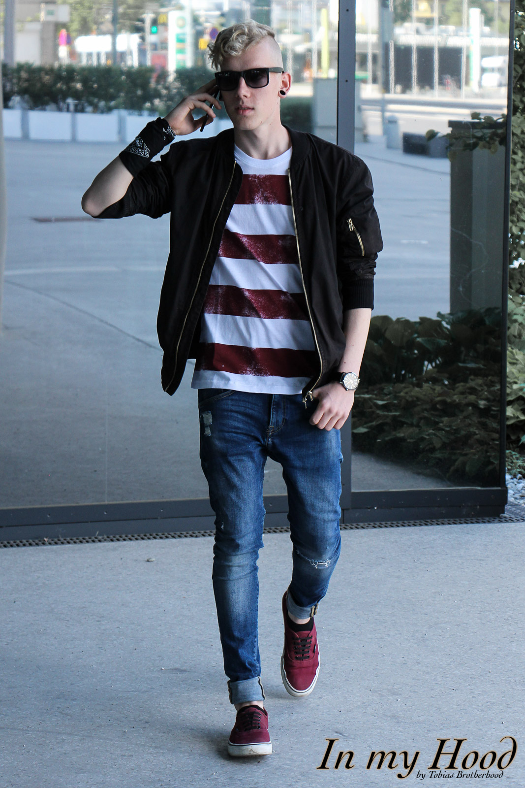 MY STYLE Bold Stripes T-Shirt mit Bomberjacke, In my Hood, Tobias, Austria, Steiermark, Graz, Grazer Blogger, OOTD, WIW, What I wore, Instastyle, Style is what, Streetstyle, Fashionaddict, Mensfashion, Mensstyle, Men with style, Fashiongoals, Fashionkilla, styled, Styleguide, Fashionblogger, Styleblogger, Lifestyleblog, Lifestyleblogger, Bloggerstyle, Bomberjacke, Vans, Jeans, Ray Ban, Bold Stripes T-Shirt